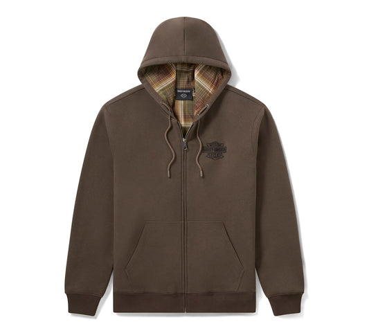 Harley Davidsons® Men's American Classic Flannel Lined Zip Hoodie - Black Olive
