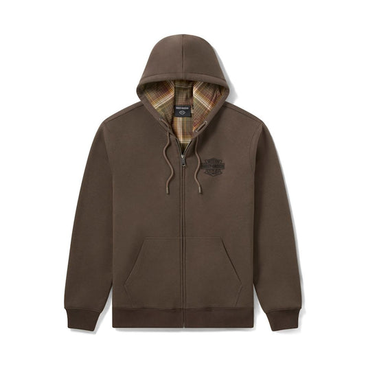 Harley Davidsons® Men's American Classic Flannel Lined Zip Hoodie - Black Olive