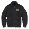 Black fleece jacket with Triumph Motorcycles logo on a white background