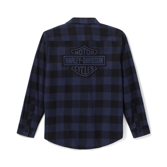 Harley-Davidson® Men's Bar & Shield Buffalo Check Flannel - Plaid - Mood Indigo/Harley Black