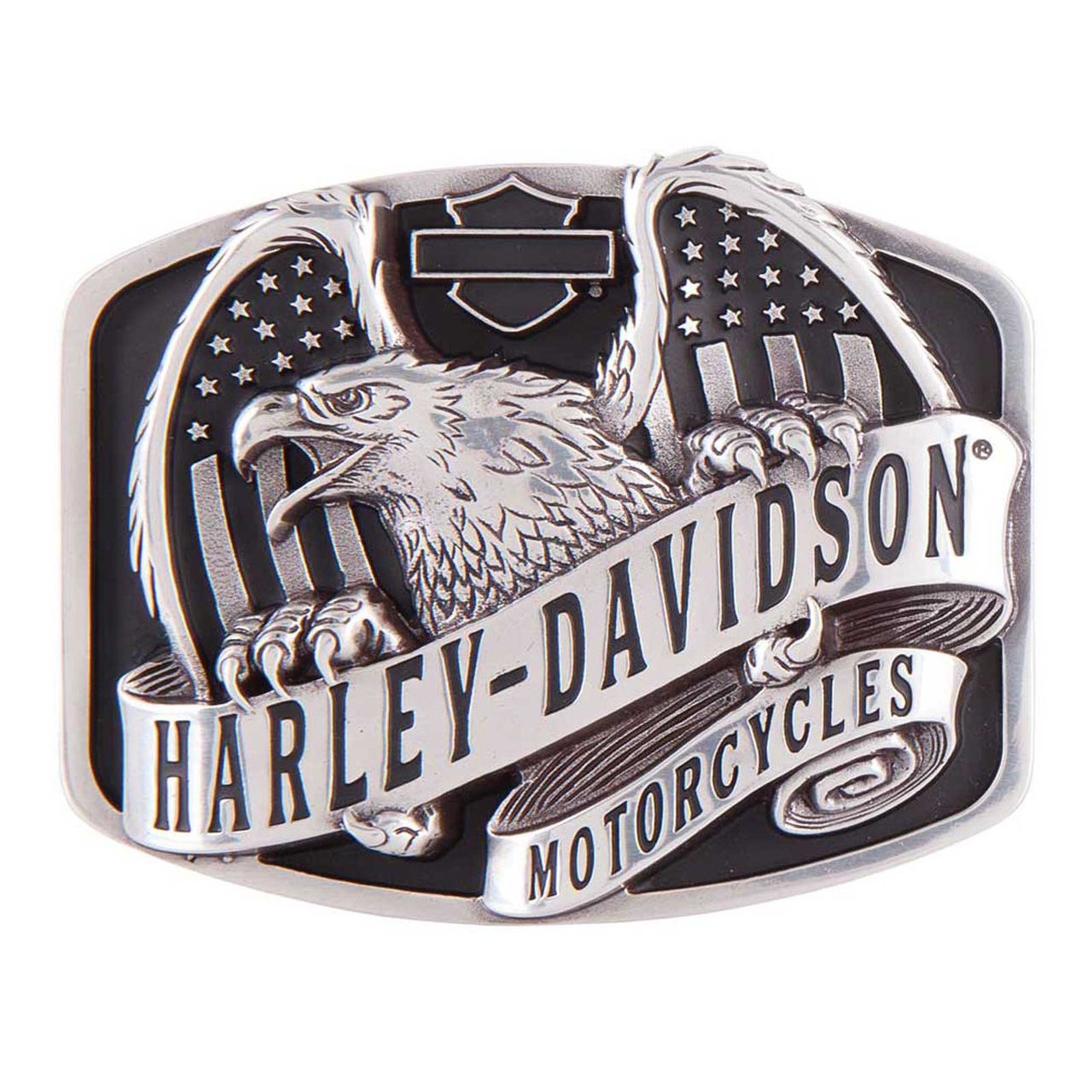 Harley-Davidson® Men's Eagle Wing Over America Belt Buckle, Antique Nickel Finish