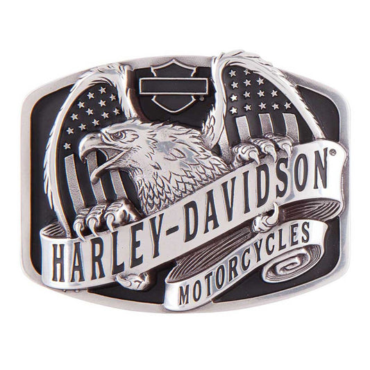 Harley-Davidson® Men's Eagle Wing Over America Belt Buckle, Antique Nickel Finish
