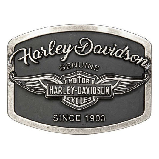 Harley-Davidson® Women's B&S Genuine Wings Belt Buckle - Antique Nickle Finish