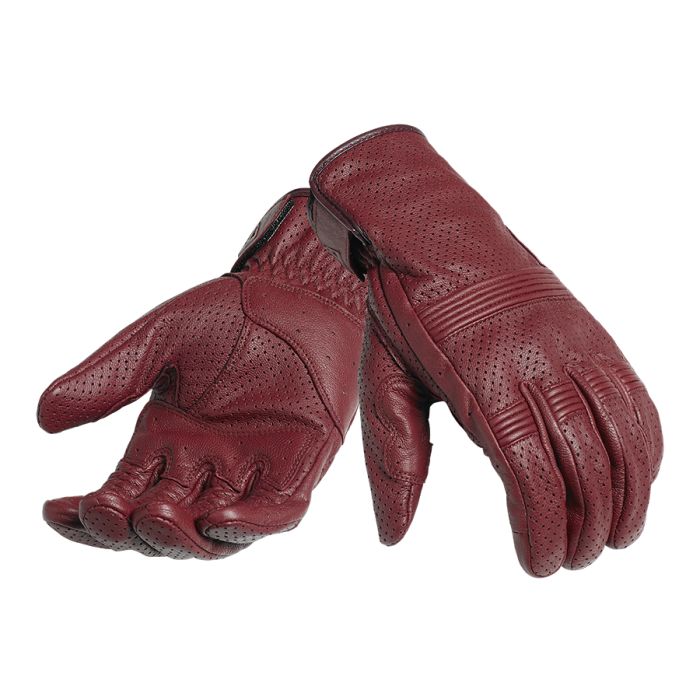 Triumph Cali Perforated Leather Gloves Burgundy