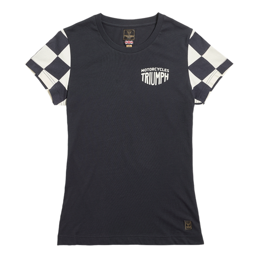 Triumph Marie Womens Checkerboard Sleeve T-Shirt - Black