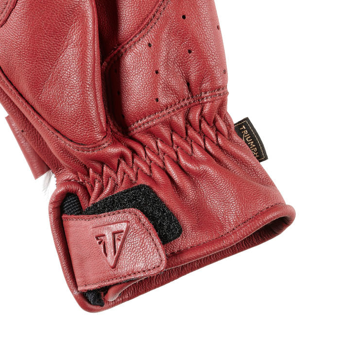 Triumph Checkerboard Leather Gloves Red & Bone