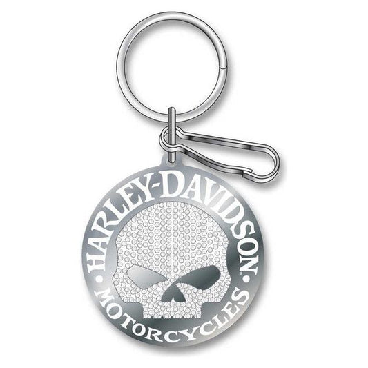 Harley-Davidson® Studded Silver Harley Skull Key Chain