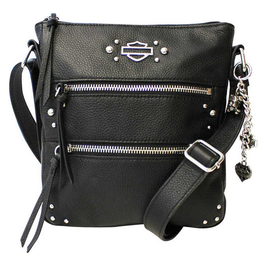 Harley-Davidson® Women's Rider Classic Leather Vertical Crossbody Purse - Black