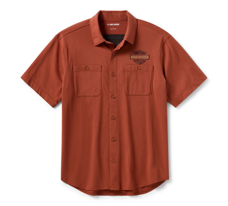 Harley Davidsons® Men's Vintage Jersey Button-Up - Amber Whiskey