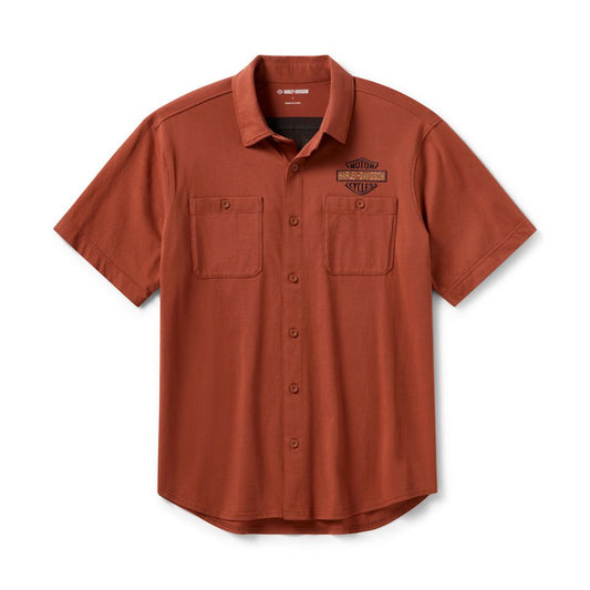 Harley Davidsons® Men's Vintage Jersey Button-Up - Amber Whiskey
