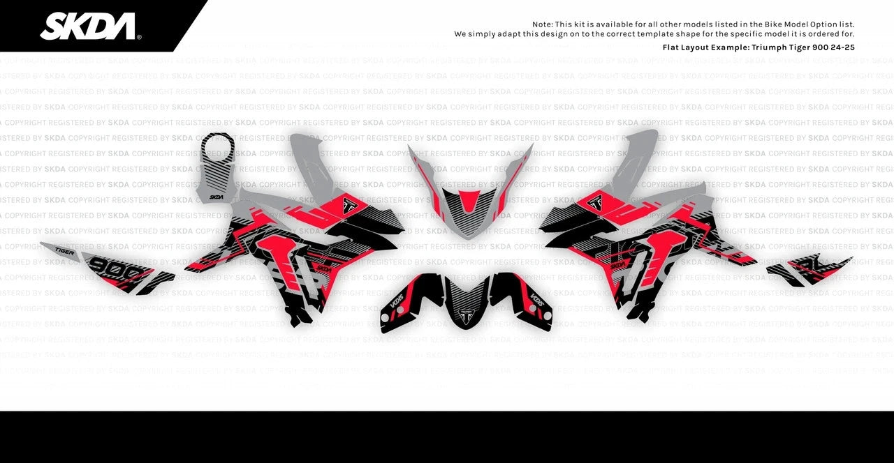 STRIKER Triumph Tiger 900 Full Graphics Kit - Black/Red TR0643FR