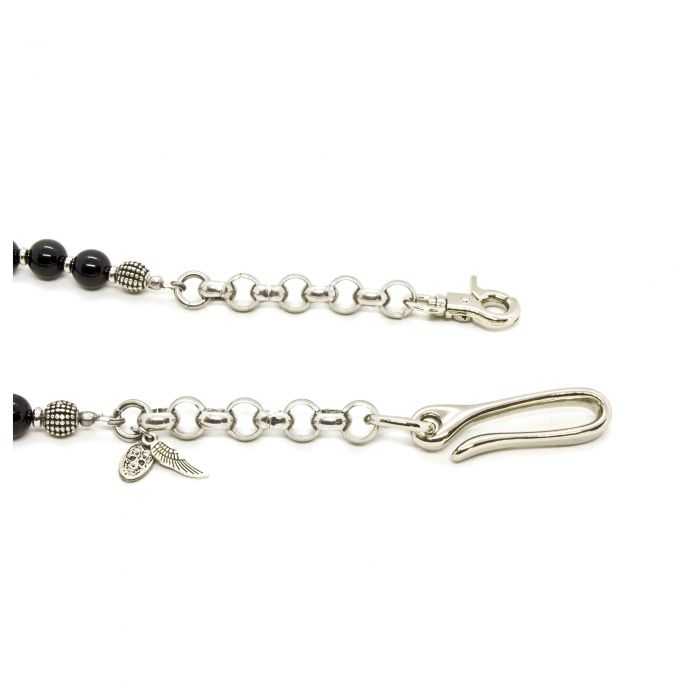 Black Pearl Wallet Chain - Shiny Black Onyx