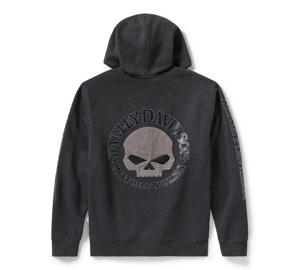 Harley Davidson® Men's Willie G™ Skull Zip Front Hoodie Grey