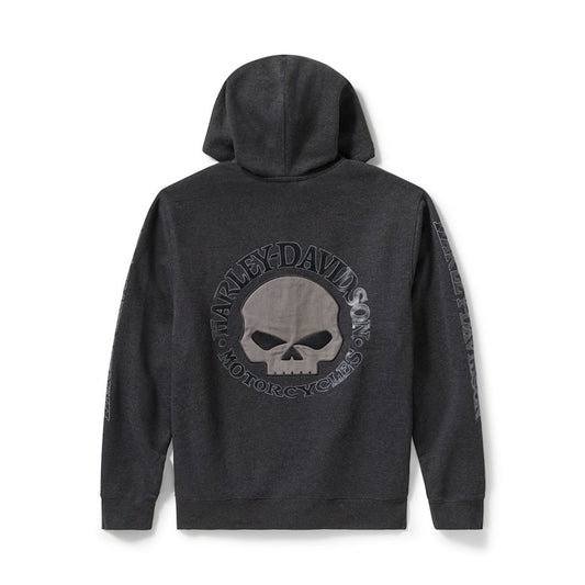 Harley Davidson® Men's Willie G™ Skull Zip Front Hoodie Grey