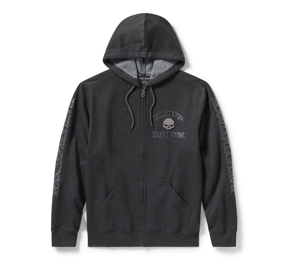 Harley Davidson® Men's Willie G™ Skull Zip Front Hoodie Grey