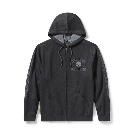 Harley Davidson® Men's Willie G™ Skull Zip Front Hoodie Grey