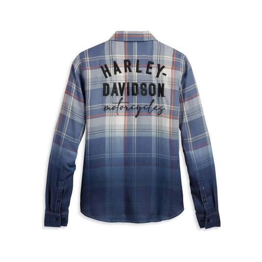 Harley-Davidson® Women's Chrome Warrior Plaid Dip Dye Shirt