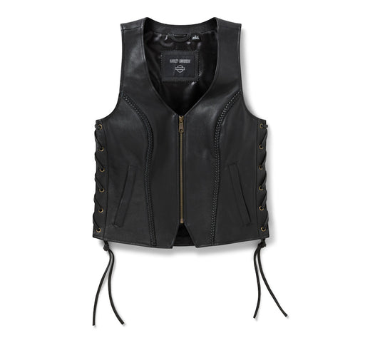 Harley Davidson® Women's Script Bling Leather Vest Black