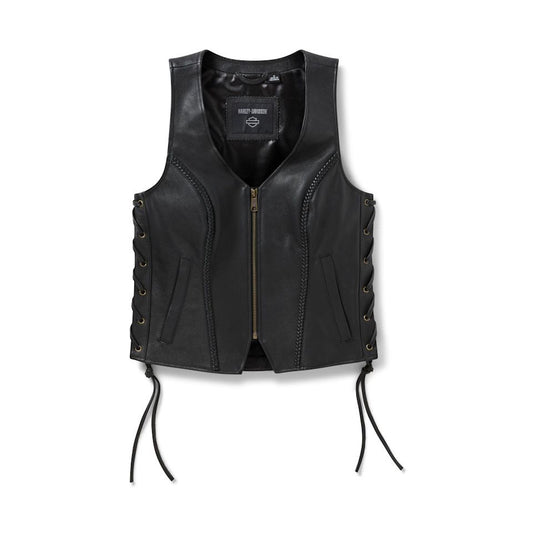 Harley Davidson® Women's Script Bling Leather Vest Black