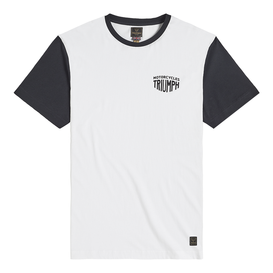 Triumph Fenland Contrast Sleeve Tee in White and Black