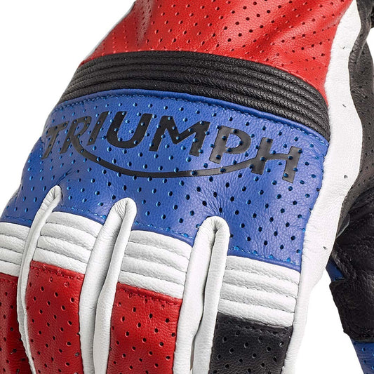 Triumph Cali Retro Perforated Leather Motorcycle Gloves