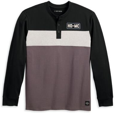 Harley Davidson® Men's Henley Knit Colourblock Long Sleeve T-Shirt