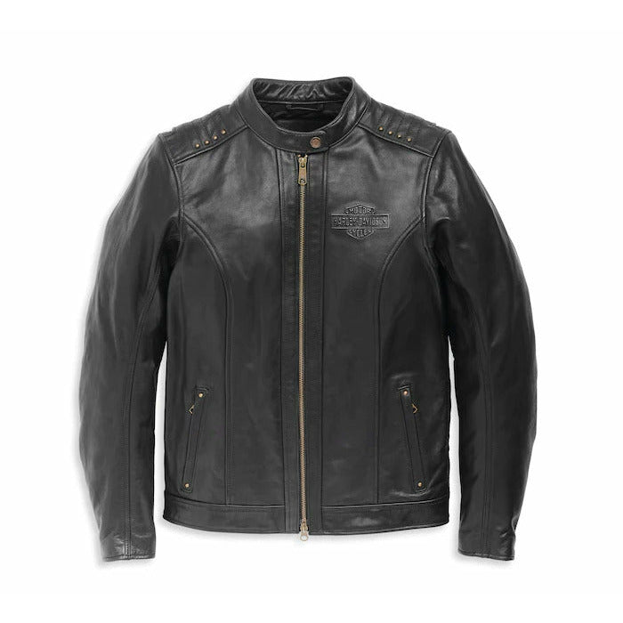 Harley-Davidson® Women's Electra Mandarin Collar Studded Leather Jacket