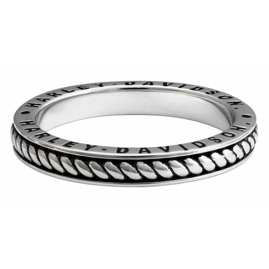 Harley-Davidson® Women's Engraved H-D Rope Stacking Ring - Sterling Silver