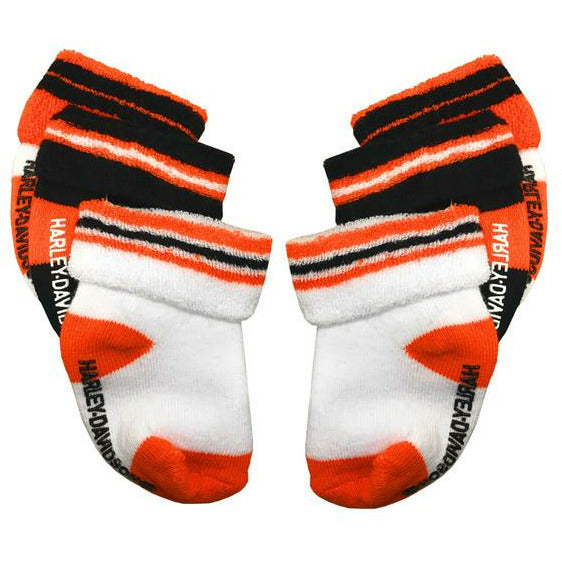 Harley-Davidson® Baby Boys' Socks, Three Pack, Orange/Black/White
