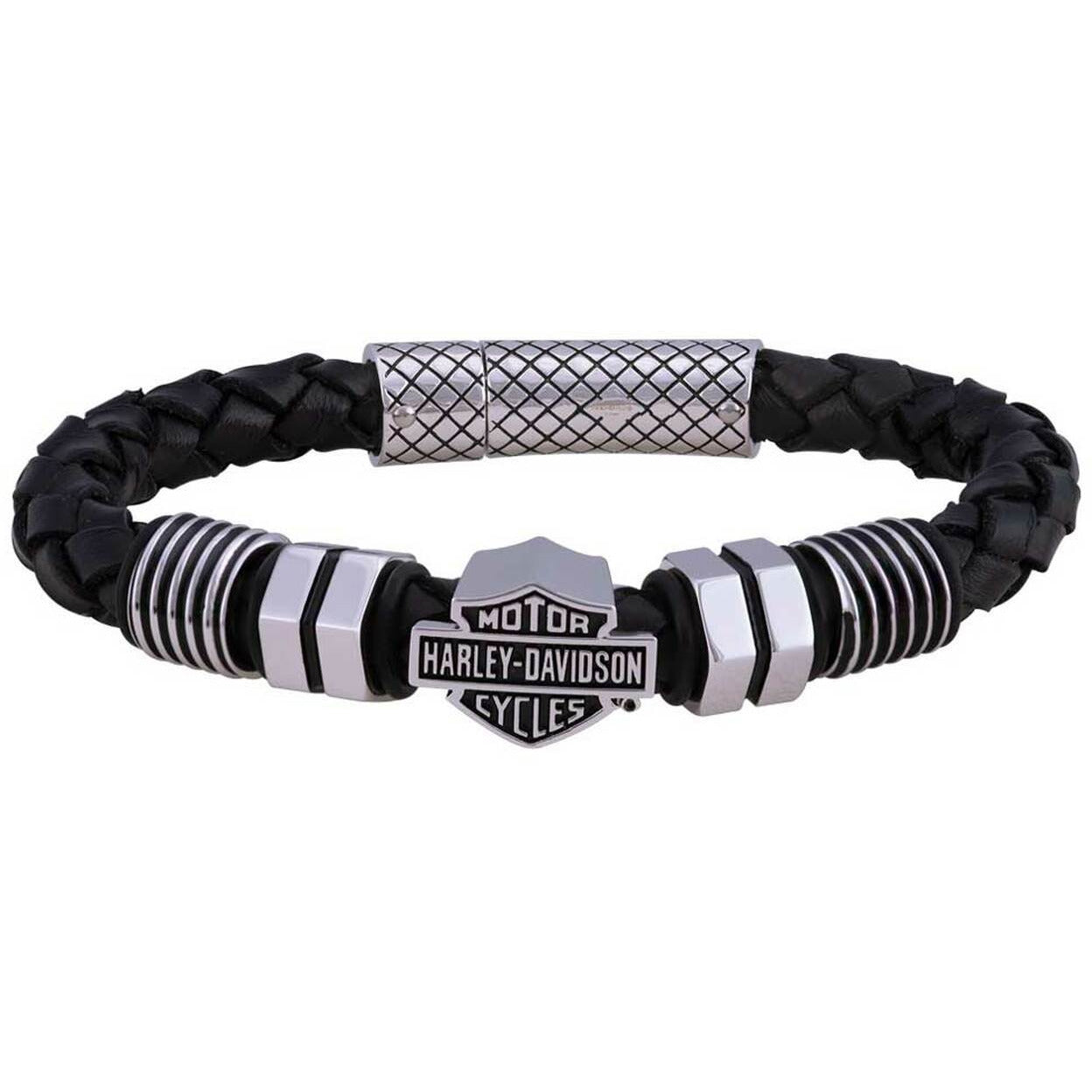 Harley-Davidson Jewellery Harley-Davidson® Men's Nut & Bolt Round B&S Braided Leather Bracelet