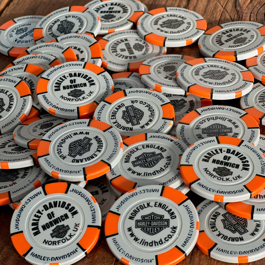 Harley-Davidson® Norwich Poker Chip - Grey & Orange