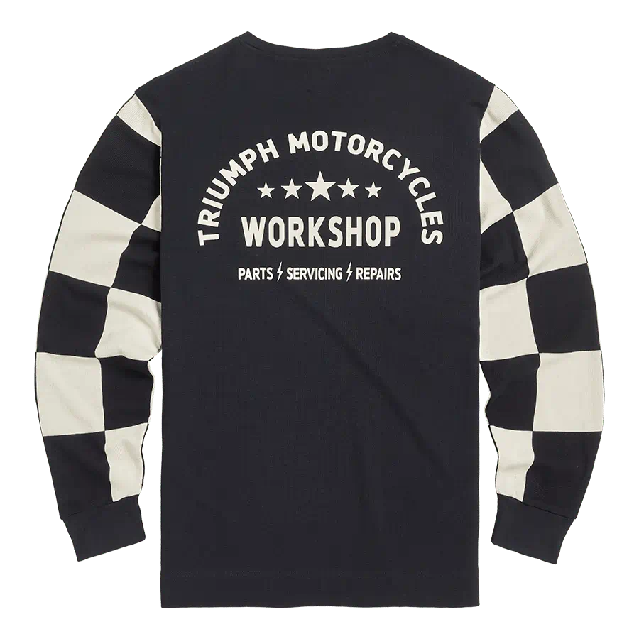 Triumph Harker Checkerboard Long Sleeve Tee in Black and White