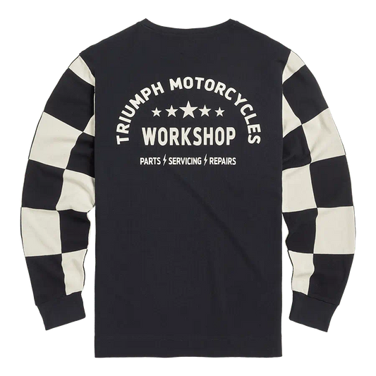 Triumph Harker Checkerboard Long Sleeve Tee in Black and White
