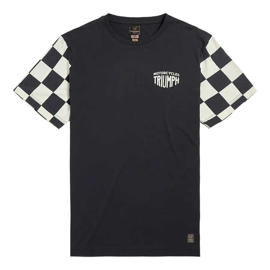 Triumph Preston Checkerboard Sleeve Tee in Black and Bone