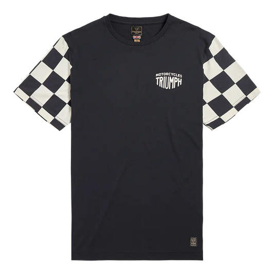 Triumph Preston Checkerboard Sleeve Tee in Black and Bone