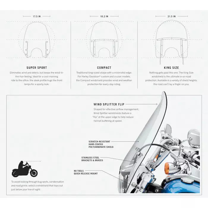 Harley-Davidson® Wind Splitter Detachable Compact 15 in. Windshield